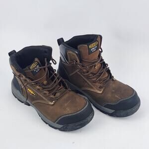 NEW Keen Utility Men Evanston 6in WP CT Bison/Black Leather Work Boots Sz 8.5EE
